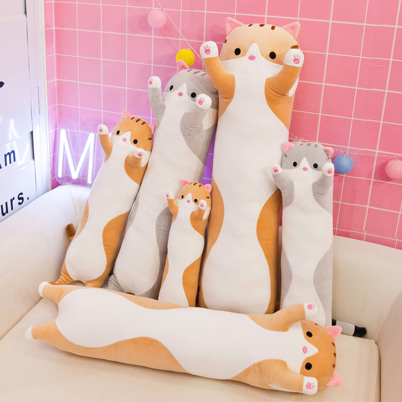 Cross-border cat long strip cat doll cute pillow lazy sleeping cushion doll doll plush toy