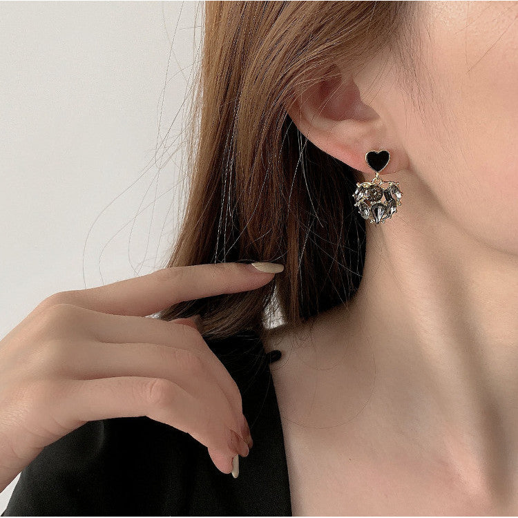 New rhinestone love earrings for women