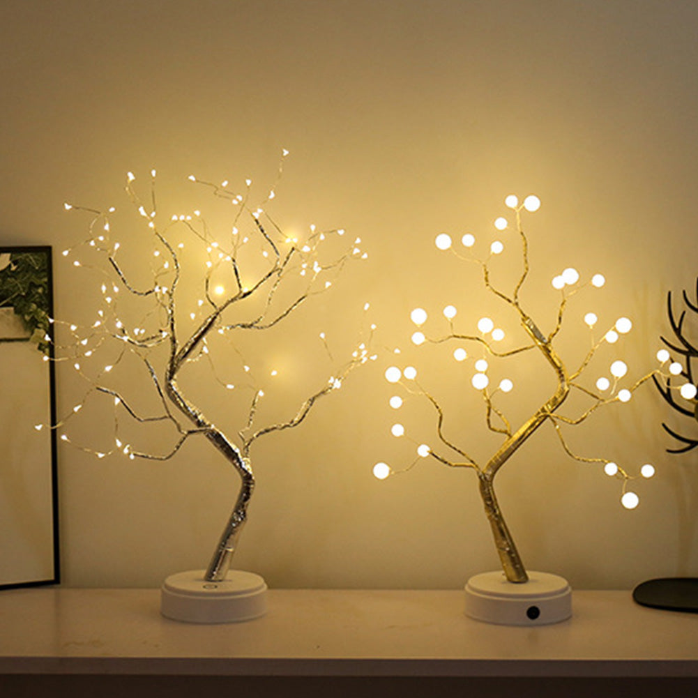 Night Light Home Decoration Bonsai Style Party Cherry Tree Shape LED Light DIY Firework Christmas Gift Plants Switch Copper